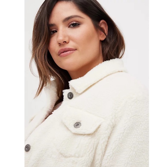 TRUCKER JACKET - FAUX SHEARLING WHITE - Picture 4 of 4